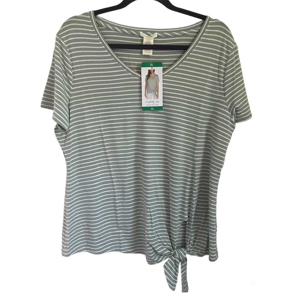 Matty M V-Neck Side Tie Top - Light Olive - XL- NWT